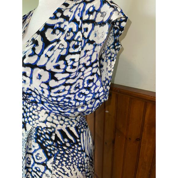 NWOT Womens Rebecca Minkoff Silk Lily Bloussant Blue Black Leopard Print Dress 2 - Picture 3 of 11